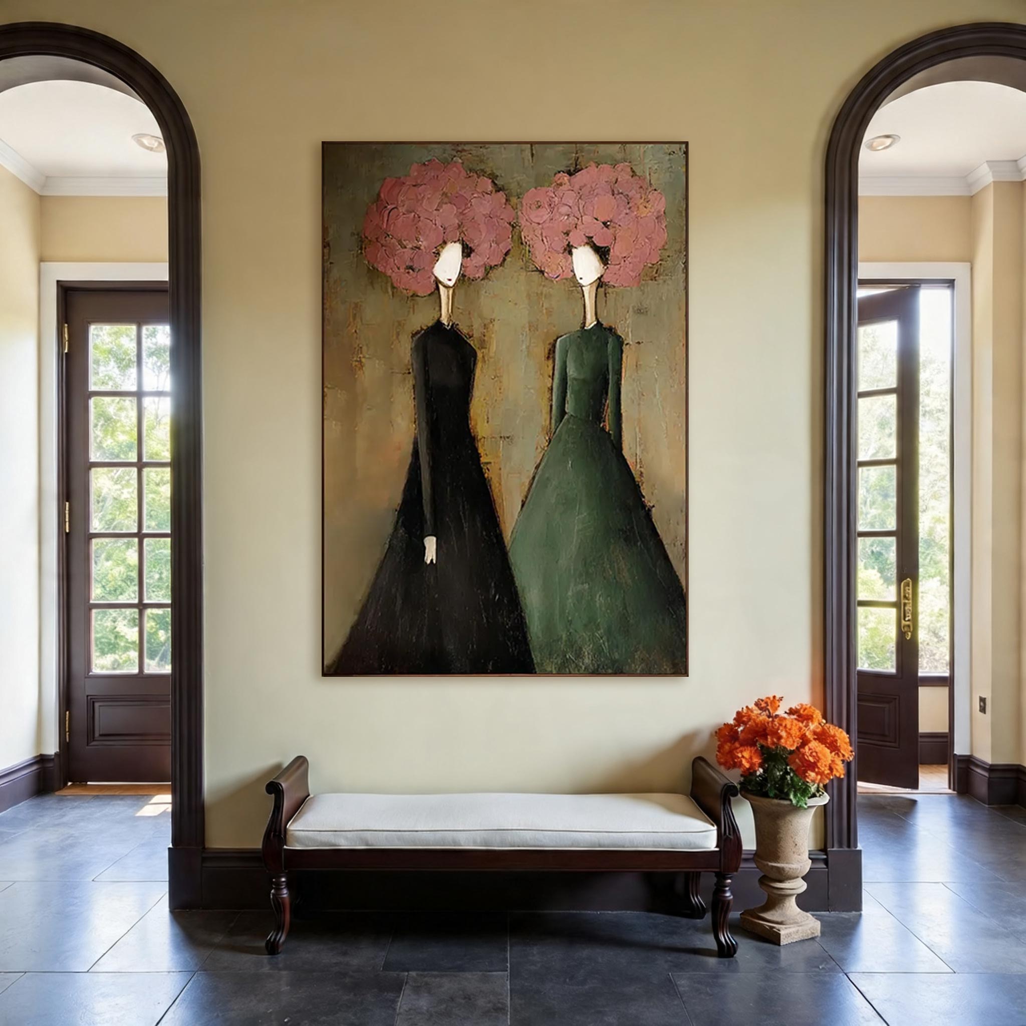Abstract Women Wall Art – Modern Figurative Canvas Painting #CP027