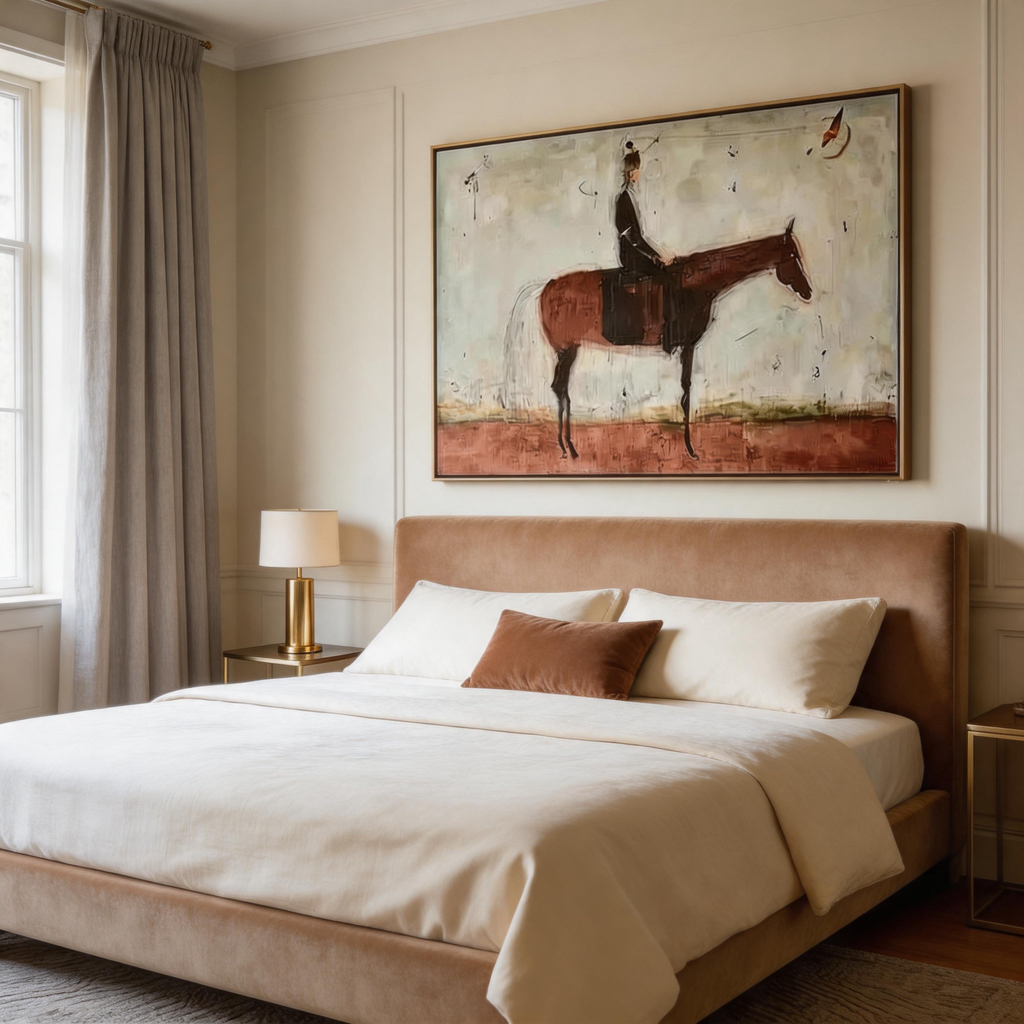 The Quiet Ride — Abstract Equestrian Canvas Wall Art in Earthy Tones #HA027