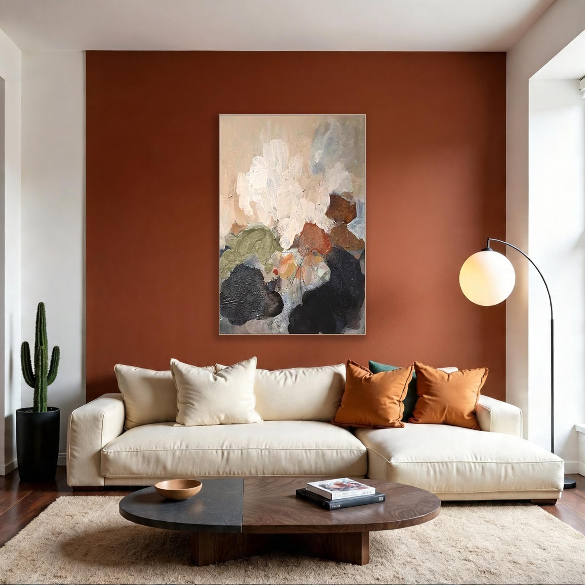 Soft Abstract Floral Wall Art – Neutral Modern Canvas Painting #CP024