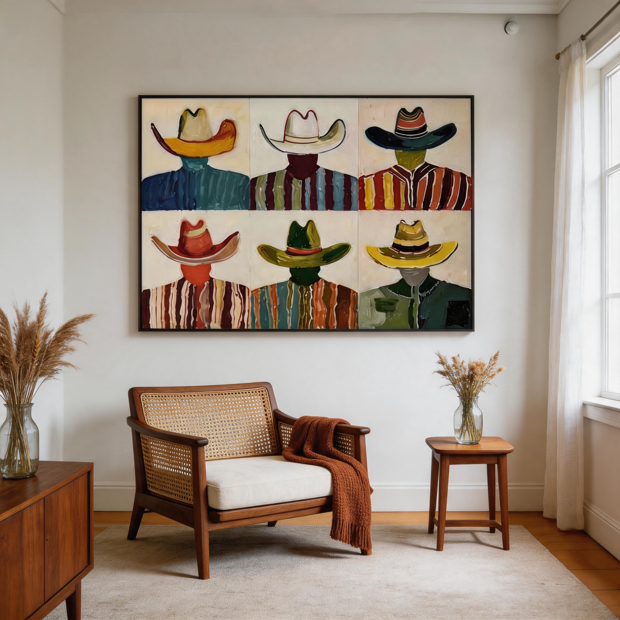Colorful Cowboy Portrait Wall Art for Modern Western Home Decor #CP043