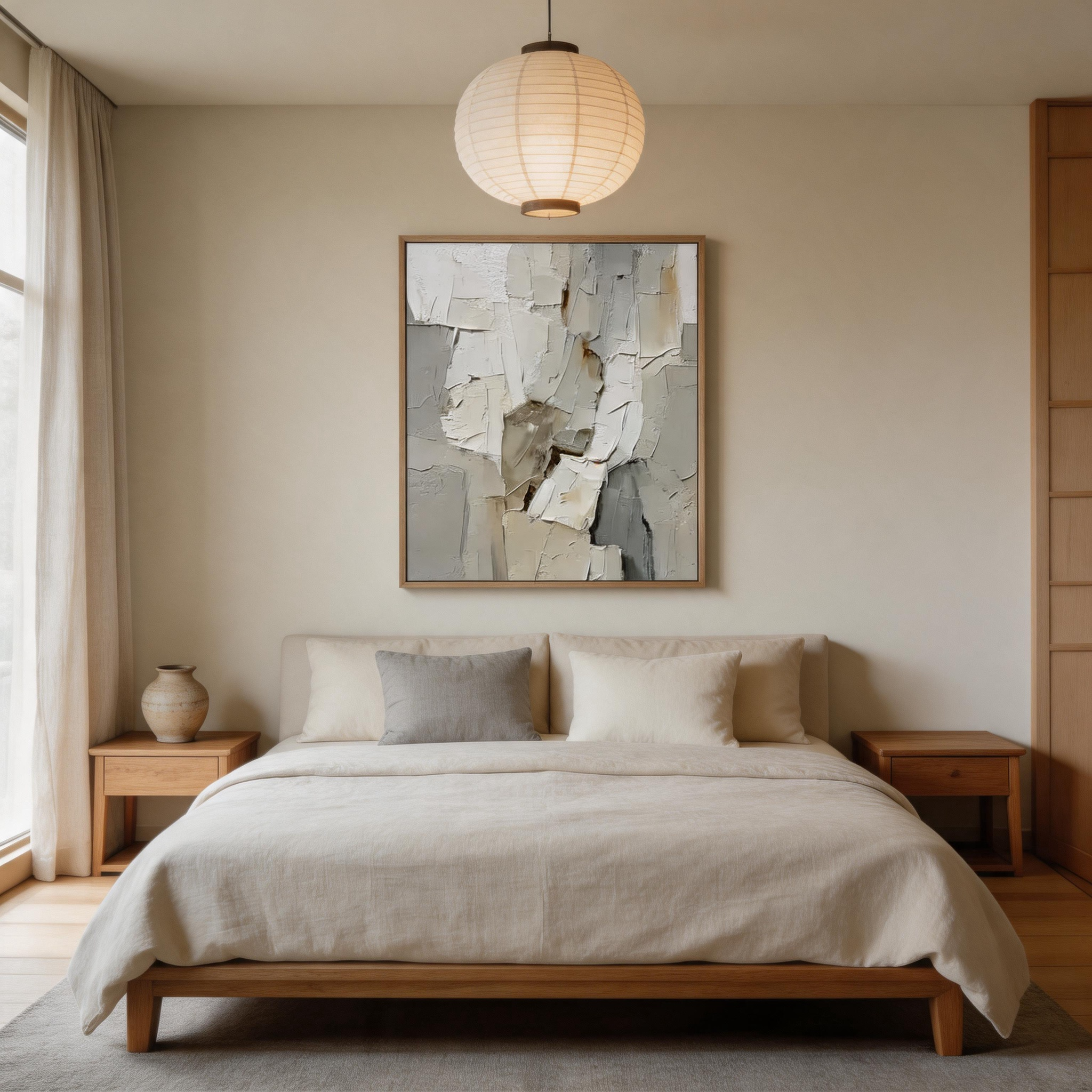 Layered Light — White & Grey Heavy Impasto Textured Canvas Wall Art #GT010