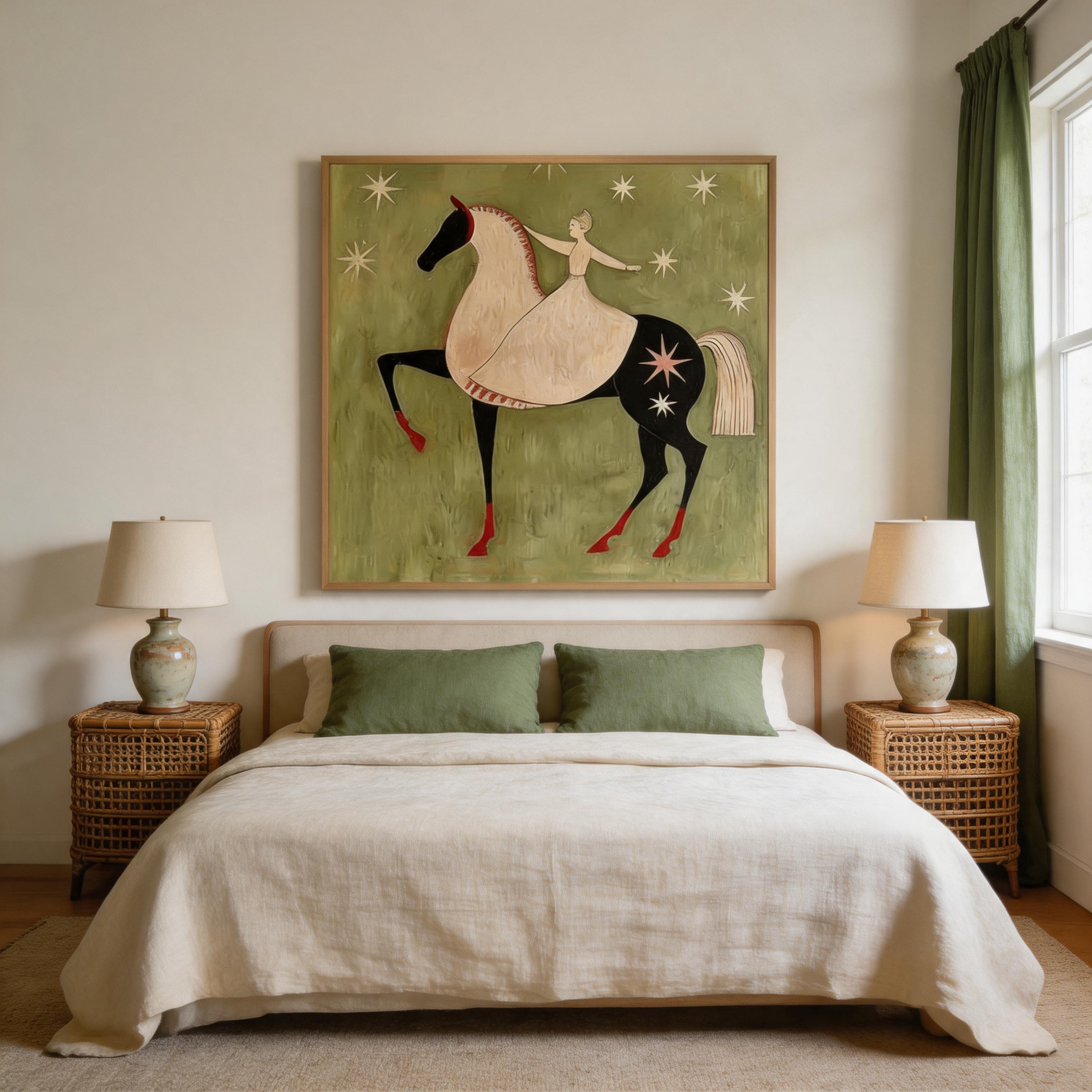Ride Among the Stars — Celestial Folk Art Horse Canvas Wall Art #HA032