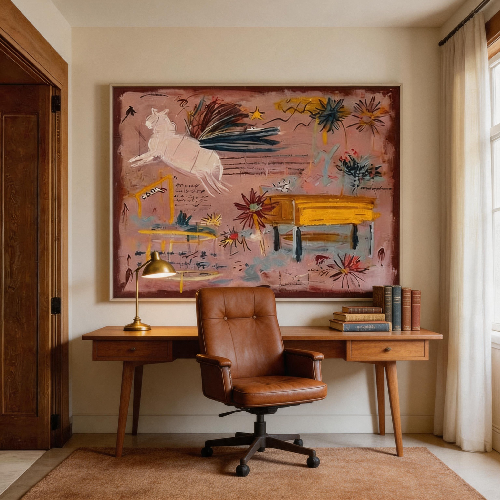 Wild Score — Neo-Expressionist Horse & Piano Canvas Wall Art #HA033