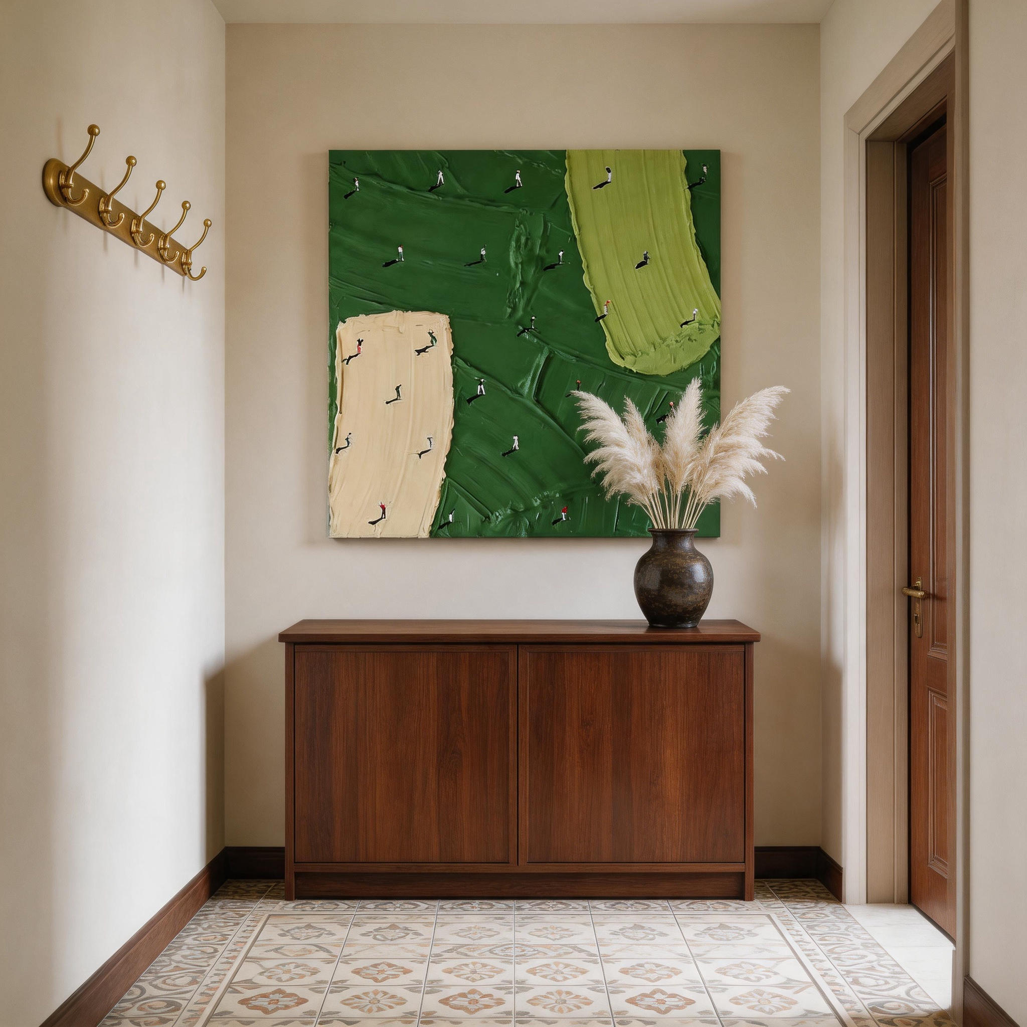 The 18th Hole — Abstract Golf Course Impasto Canvas Wall Art #CP039