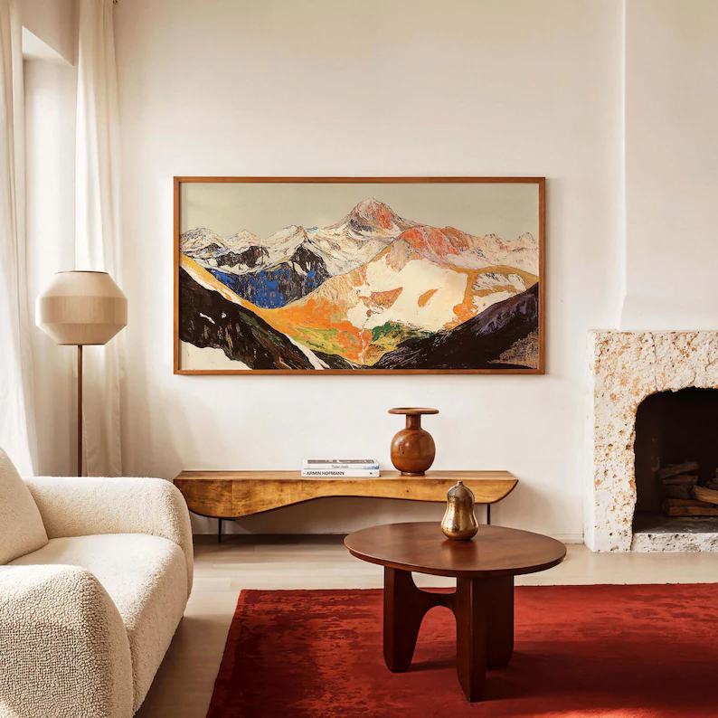 Abstract Mountain Landscape Wall Art – Colorful Canvas Painting #MA032