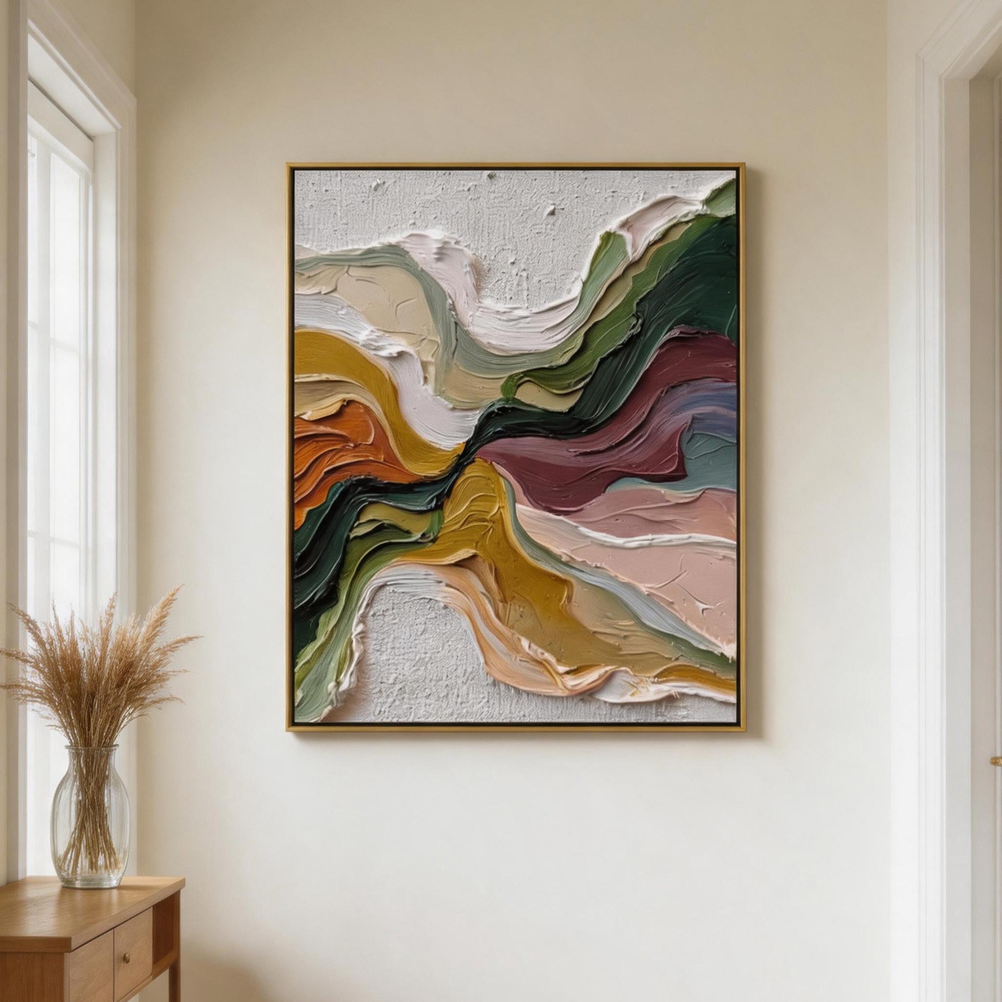 Colour Spiral — Abstract Wave Impasto Canvas Wall Art, Multi-Tone #CP057