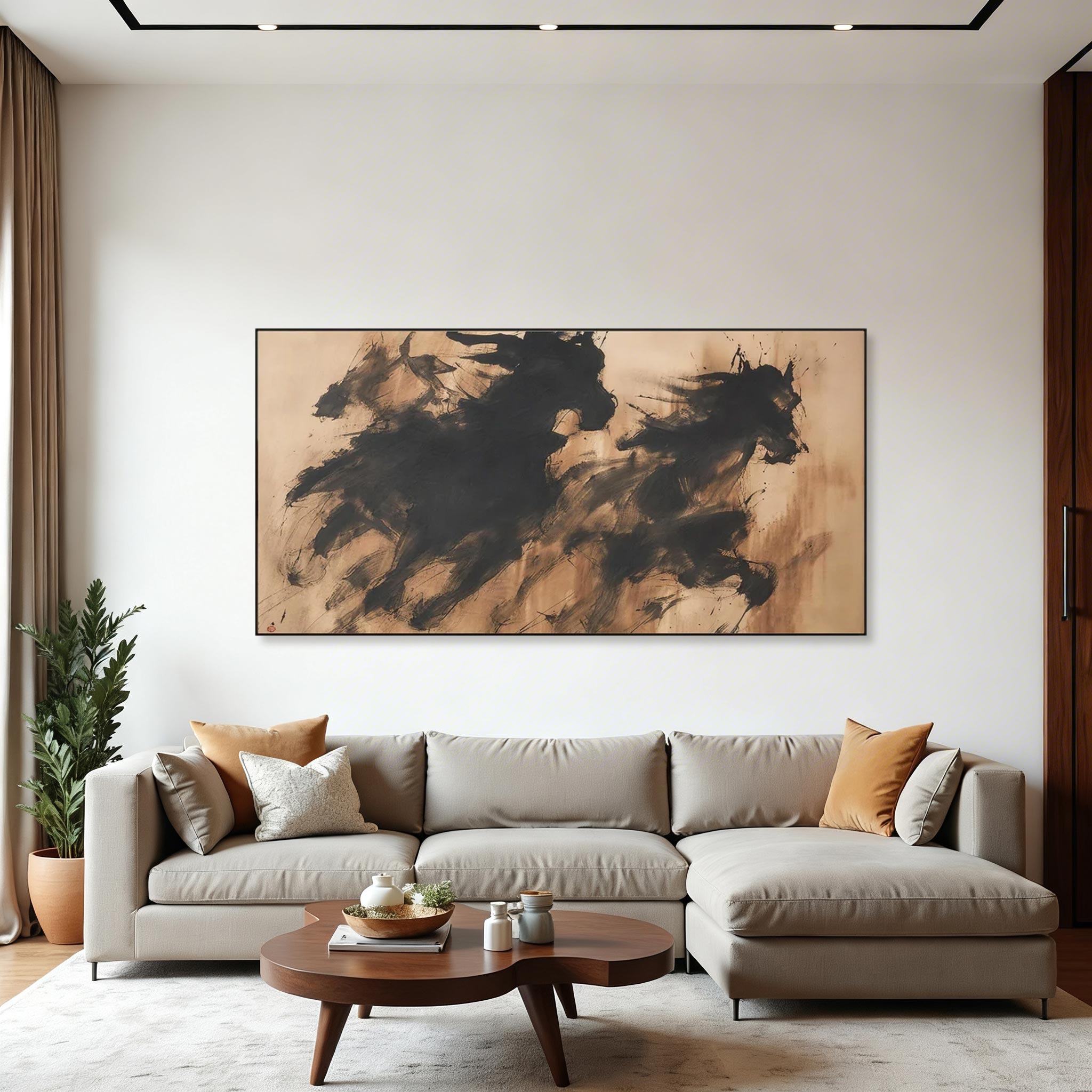 Abstract Running Horses Canvas Wall Art #HA011