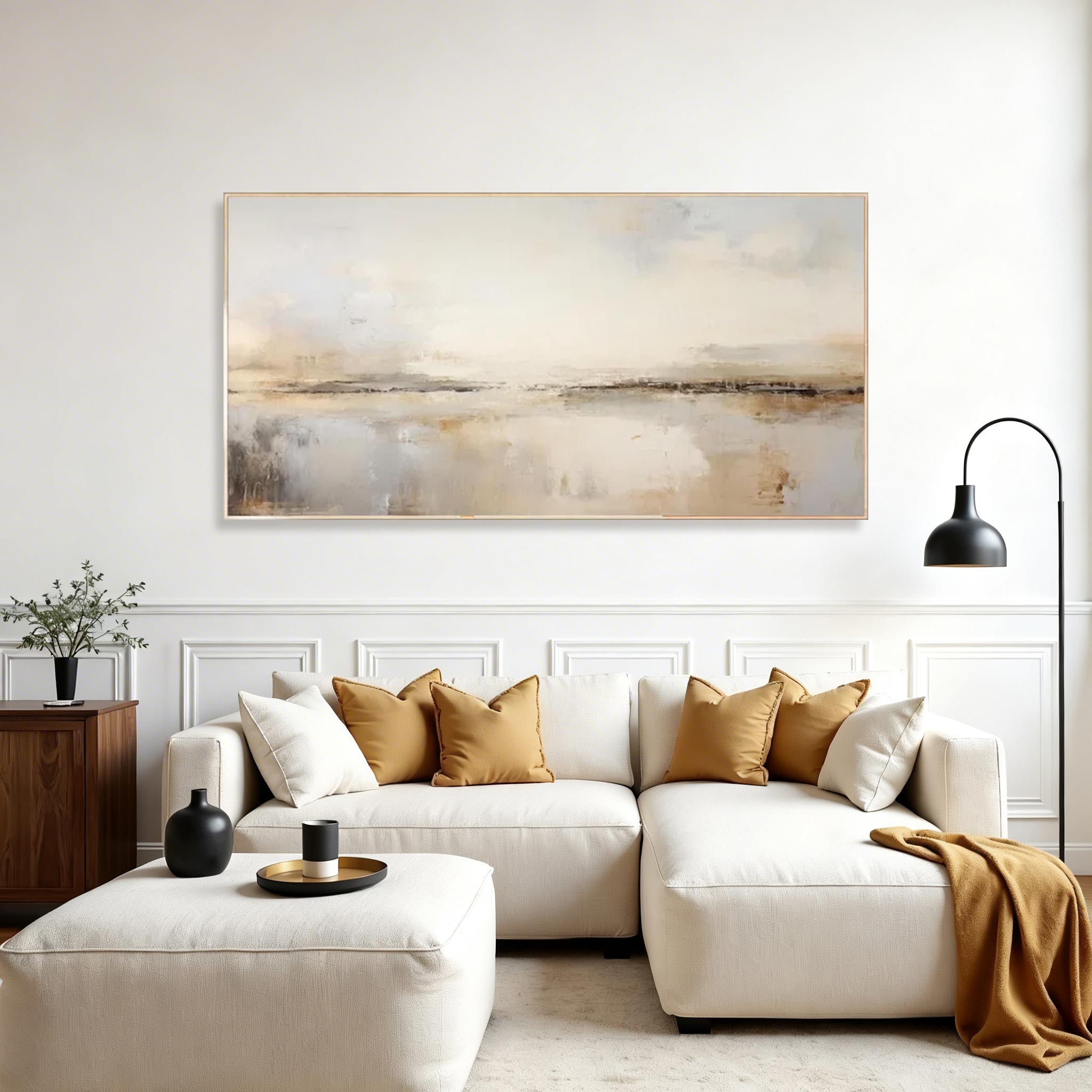 Modern Black Abstract Canvas Painting #CP010