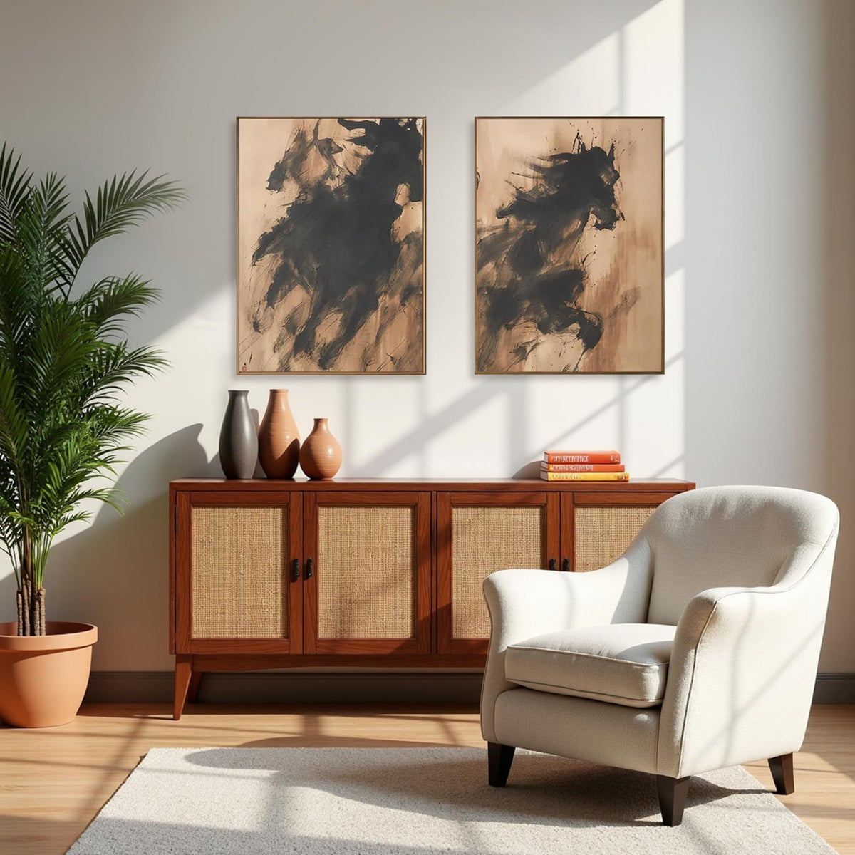 Abstract Horse Canvas Wall Art Set of 2 #HA010