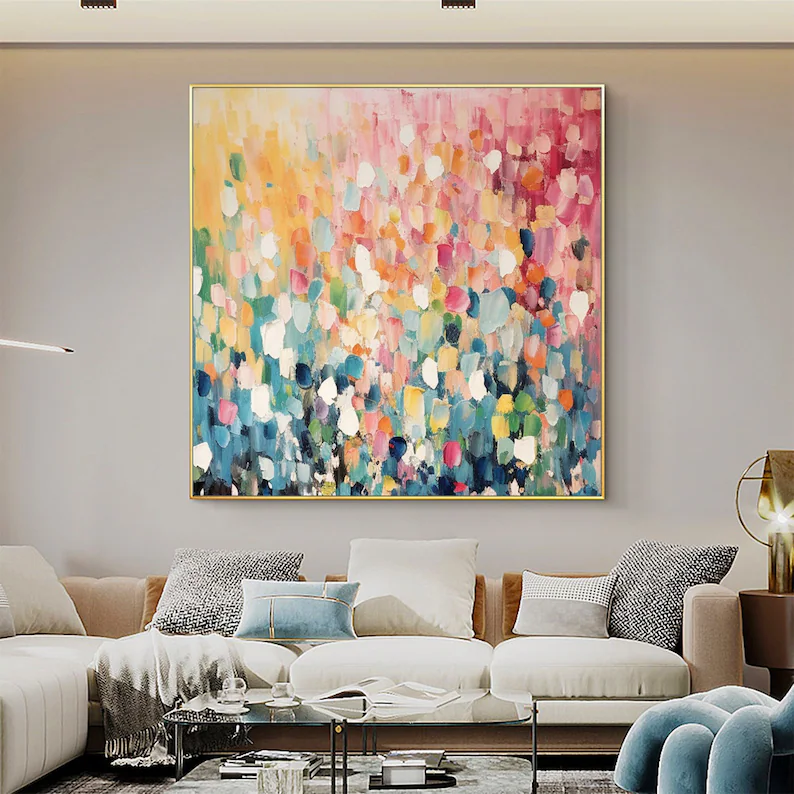 Large Colorful Confetti Abstract Canvas Painting #CP036