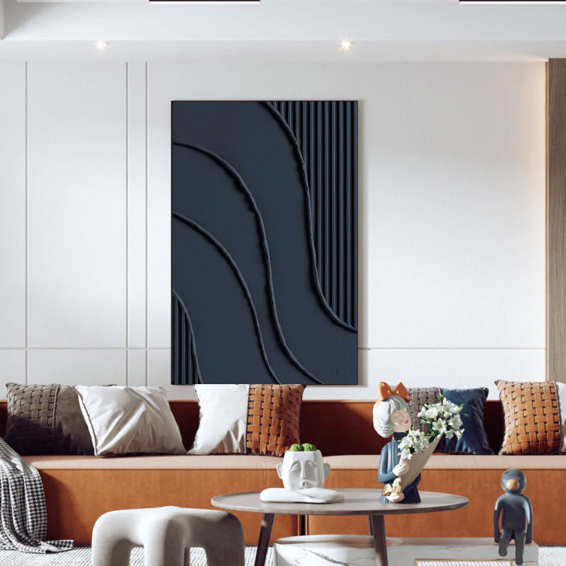 Black Textured Minimalist Wall Art #BT001