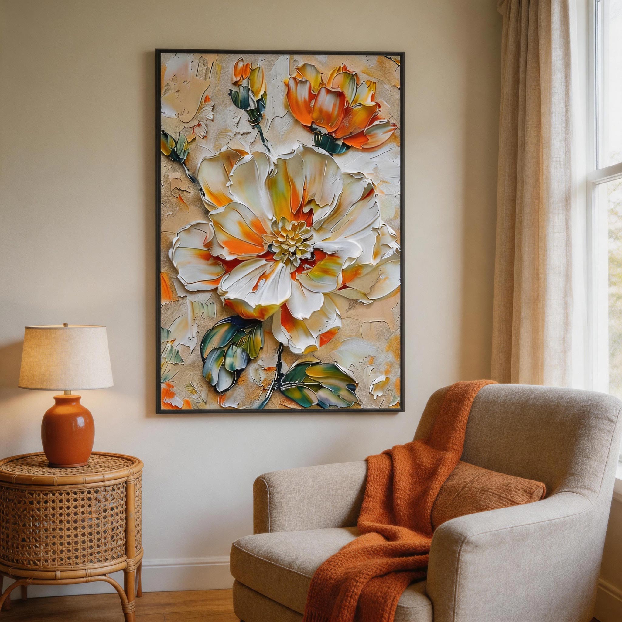 Textured Ivory Bloom Wall Art #FL014
