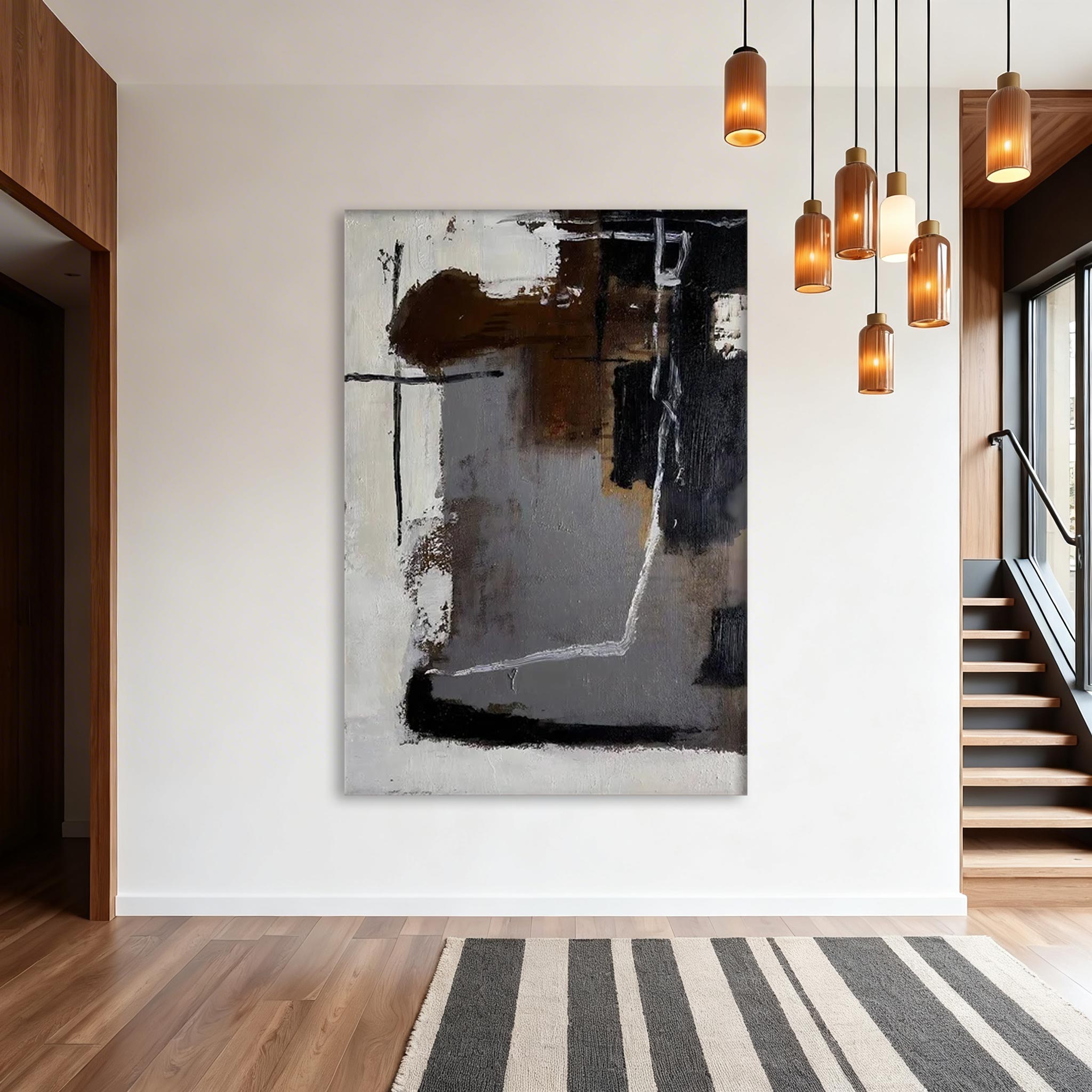 Minimalist Brown Gray Wall Art MA009