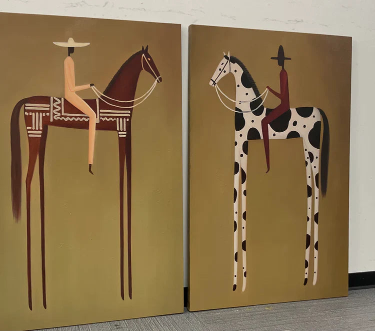 Modern Horse Rider Wall Art Silent Journey Set of 2 #HA025