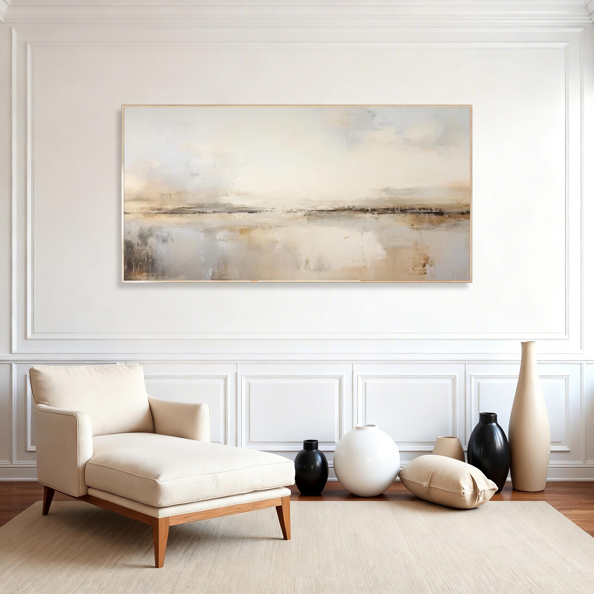 Modern Black Abstract Canvas Painting #CP010
