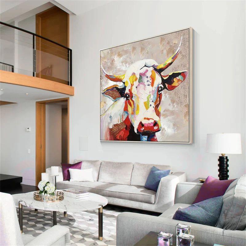 Abstract Animal Art Cow Texture Wall Art #AT015