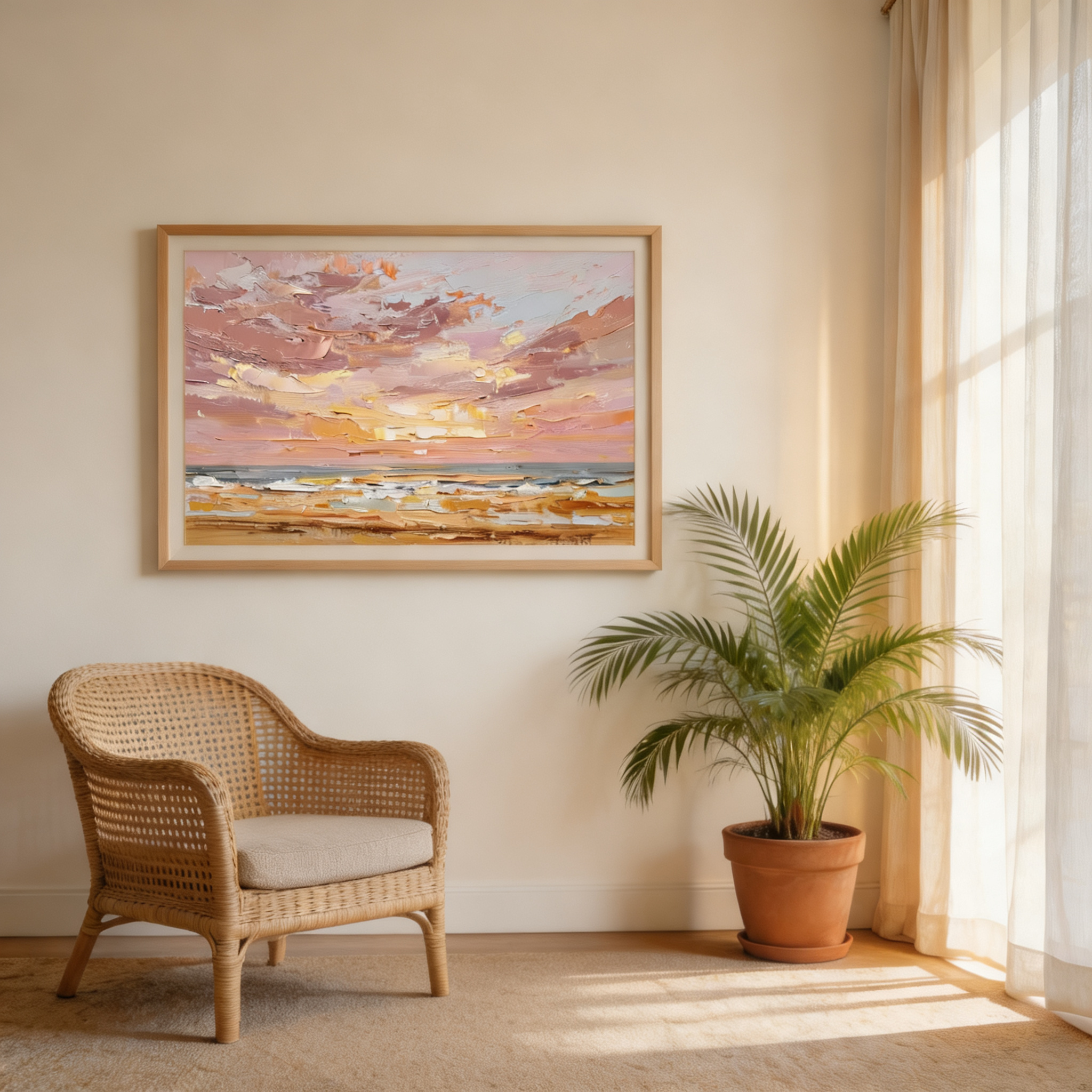 Pastel Beach Sunset Wall Art #BC021