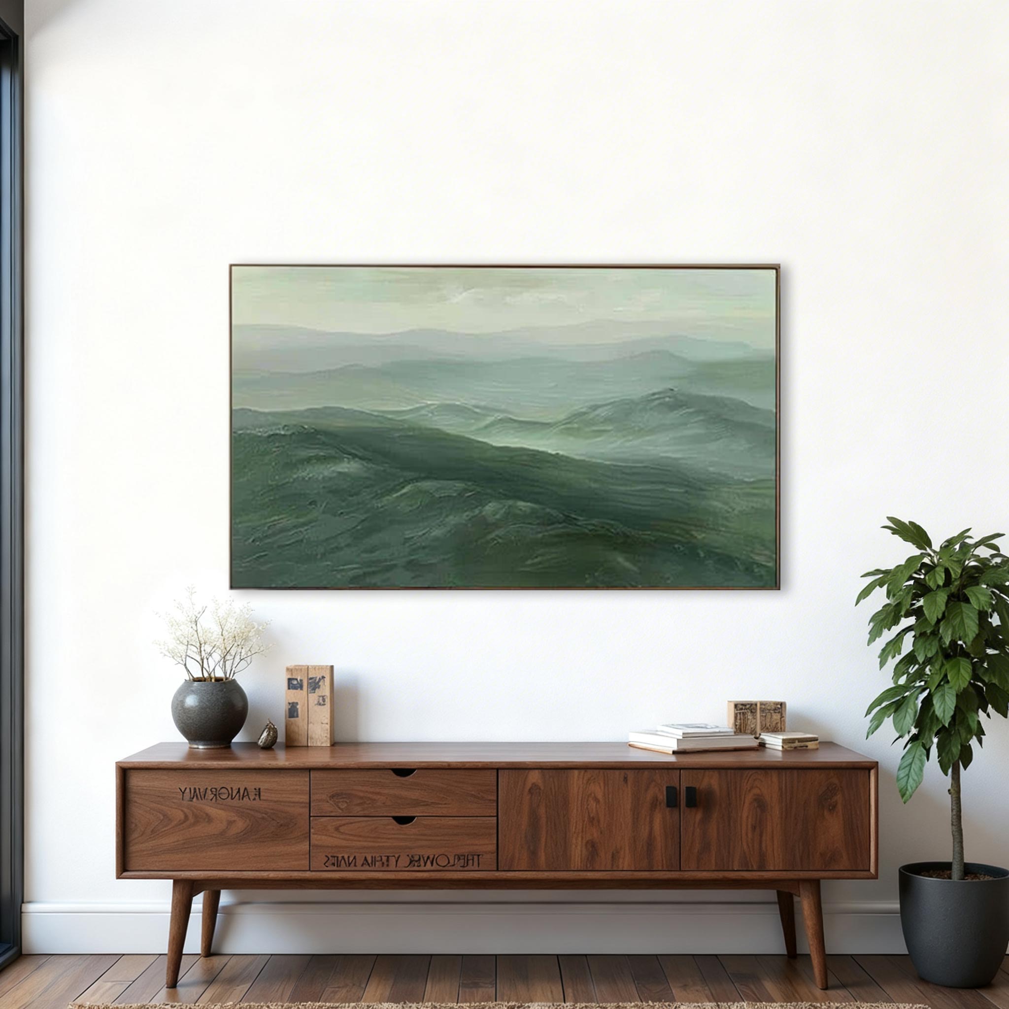 Misty Green Mountain Wall Art #MA008