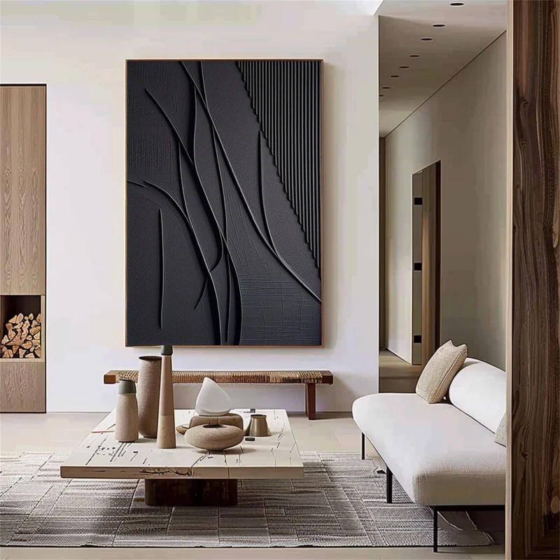 Black Textured Minimalist Wall Art #BT003