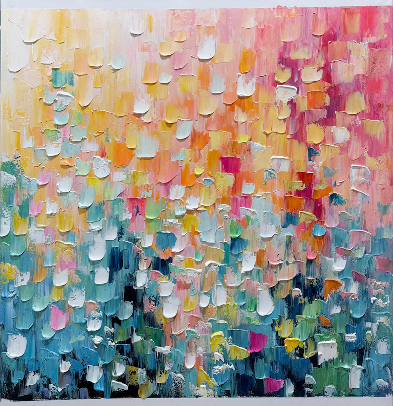 Large Colorful Confetti Abstract Canvas Painting #CP036