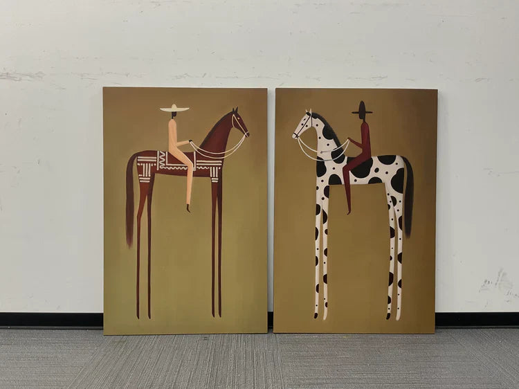Modern Horse Rider Wall Art Silent Journey Set of 2 #HA025