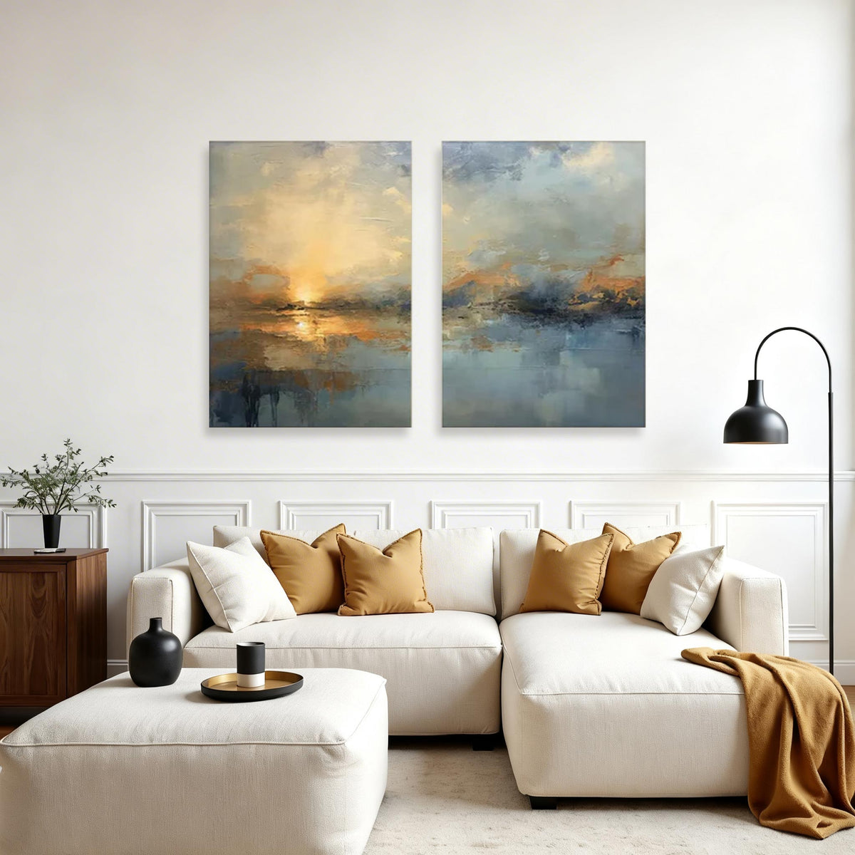 Abstract Sunset Canvas Painting Set of 2 #CP008