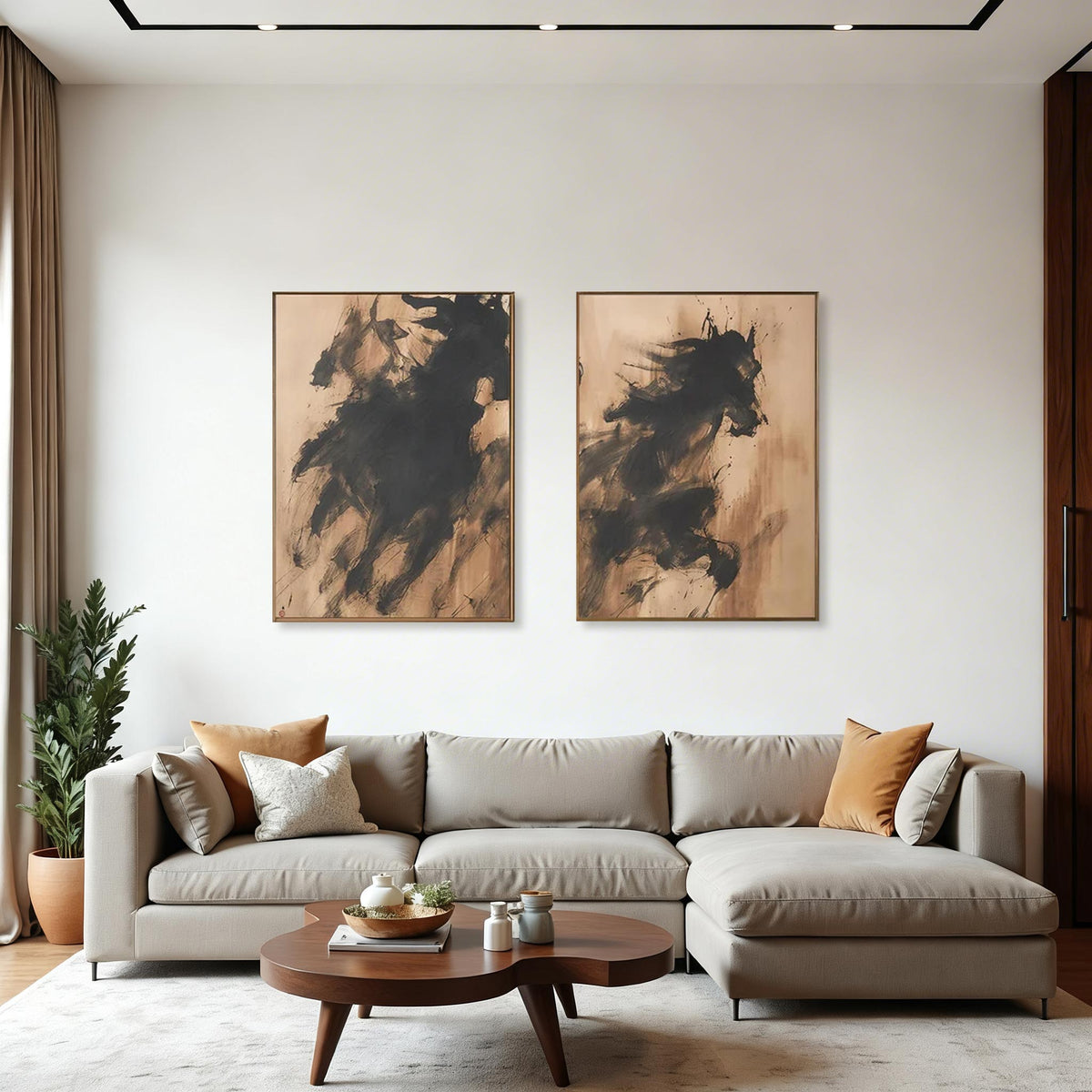 Abstract Horse Canvas Wall Art Set of 2 #HA010