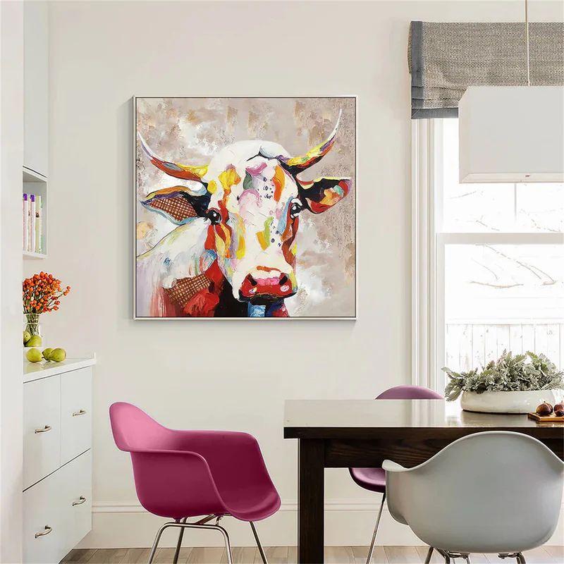 Abstract Animal Art Cow Texture Wall Art #AT015