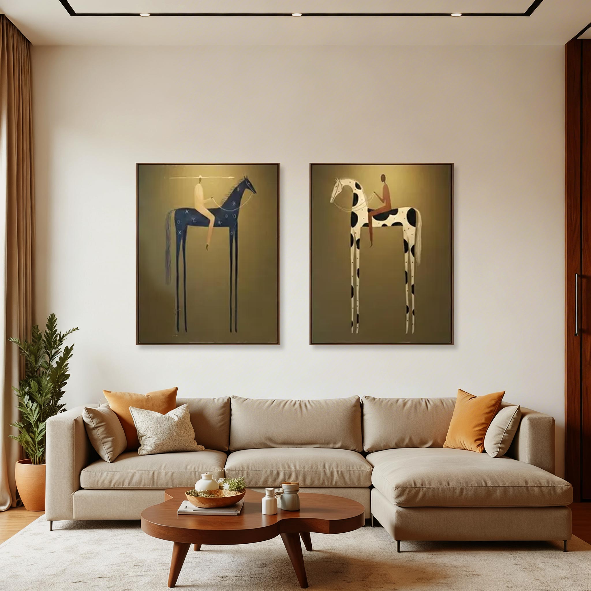 Modern Horse Rider Wall Art Set of 2 #HA006