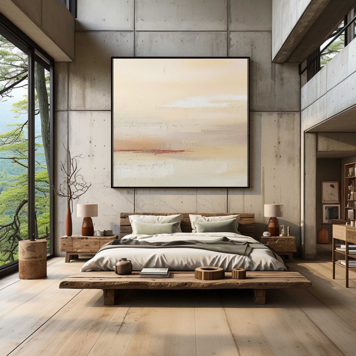 Abstract Beige And White Layers Oil Painting #AB013