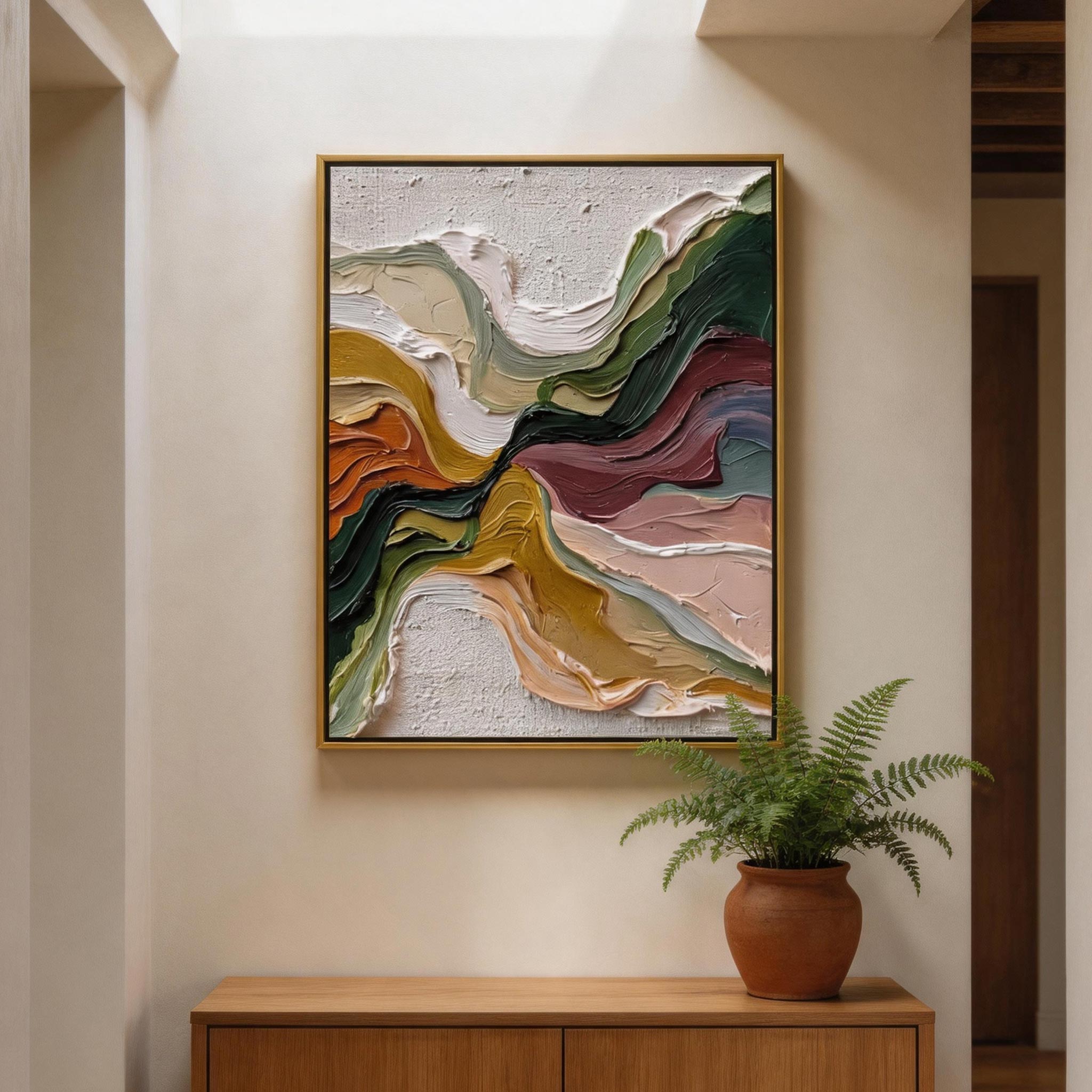 Colour Spiral — Abstract Wave Impasto Canvas Wall Art, Multi-Tone #CP057