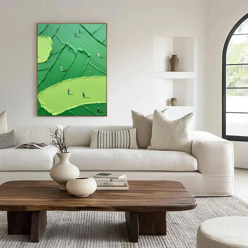 On the Green — Textured Golf Course Impasto Canvas Wall Art #PP006