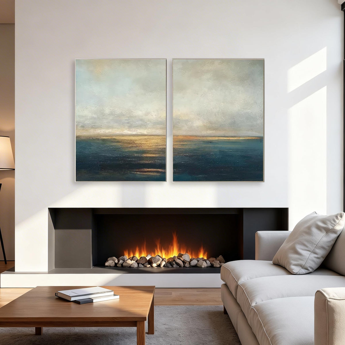 Abstract Ocean Canvas Wall Art Set of 2 #CP004
