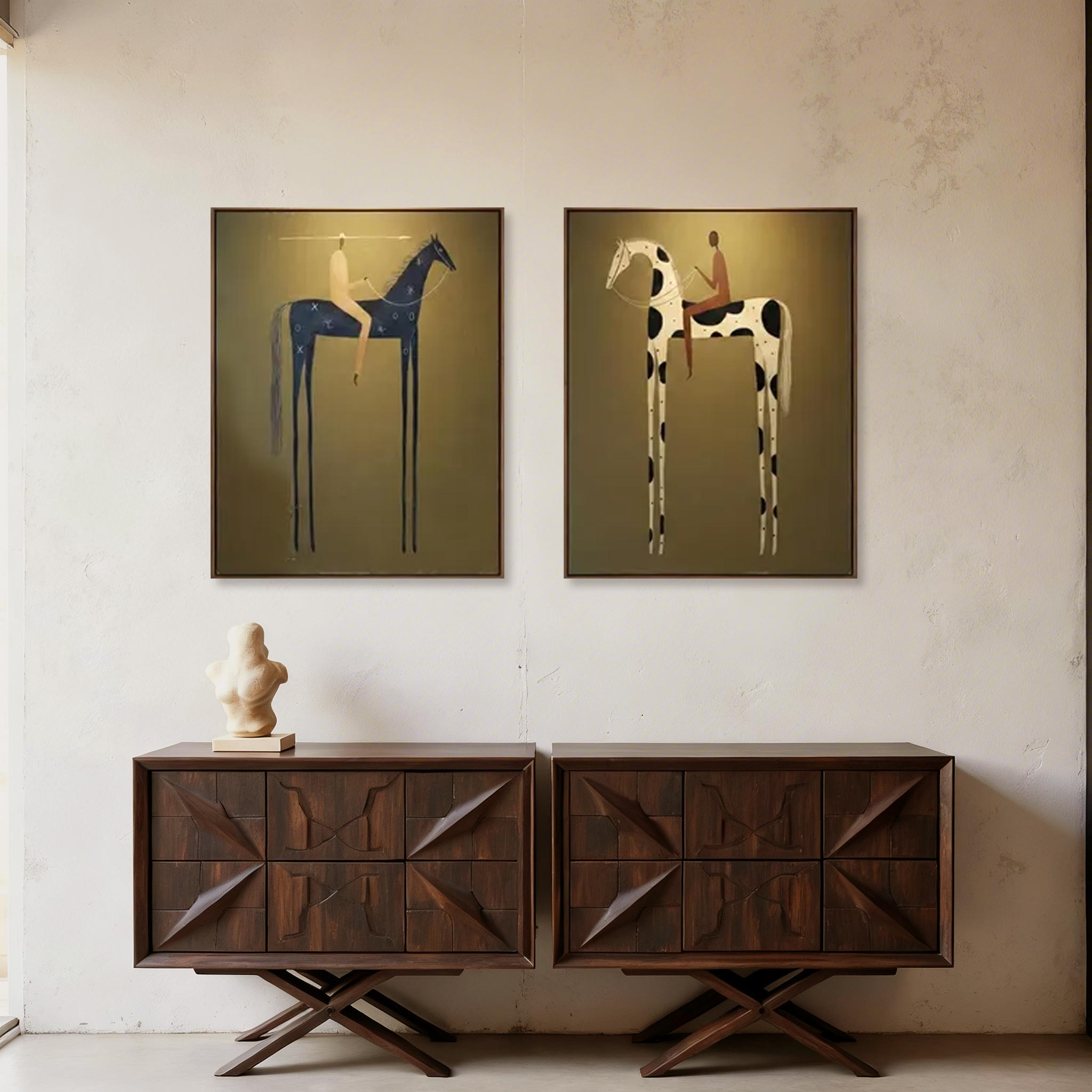 Modern Horse Rider Wall Art Set of 2 #HA006