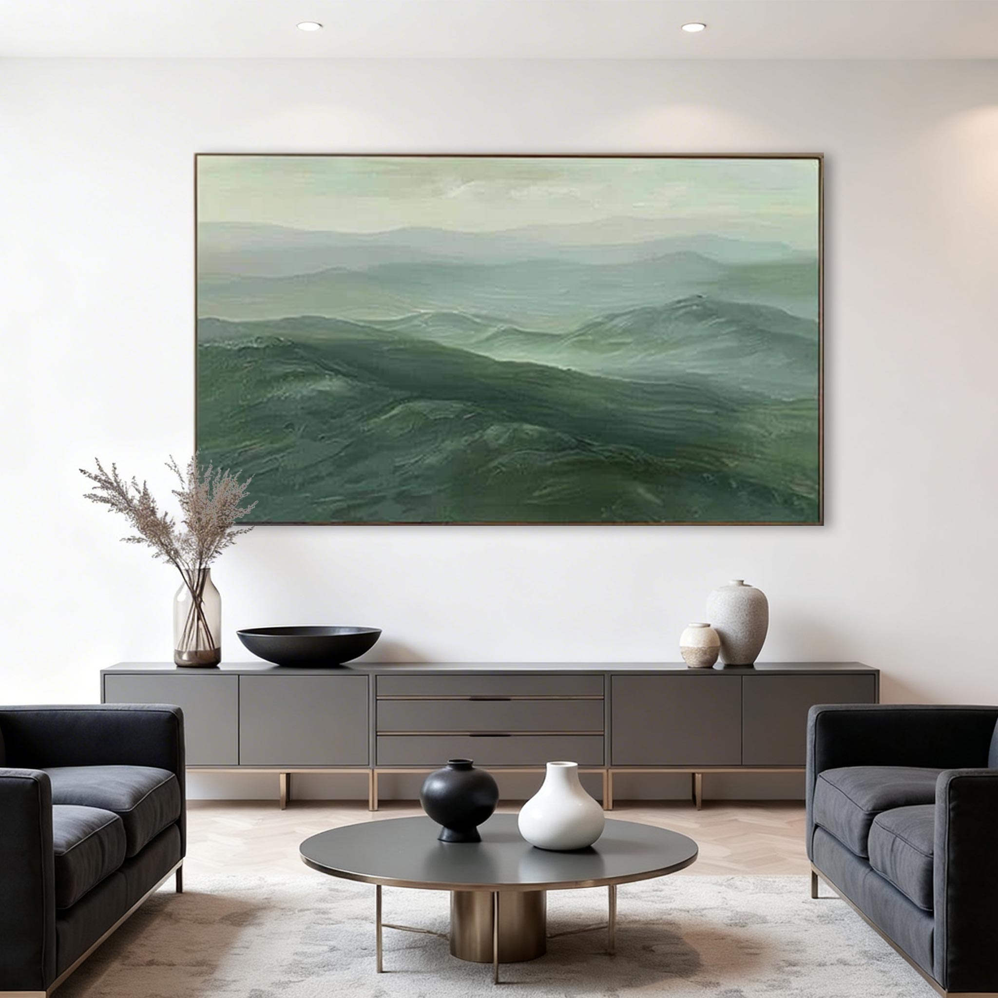 Misty Green Mountain Wall Art #MA008