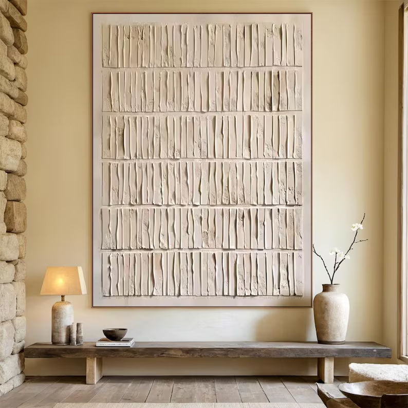 Minimalist Textured Wall Art – Neutral Relief Canvas Painting #MA031