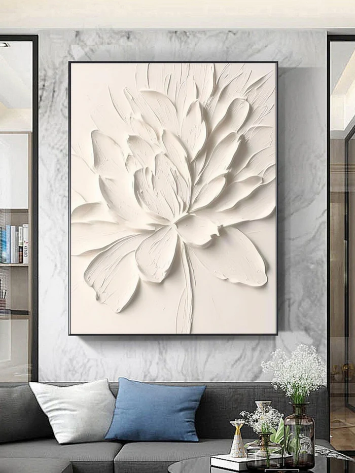 White Textured Minimalist Wall Art #WT088