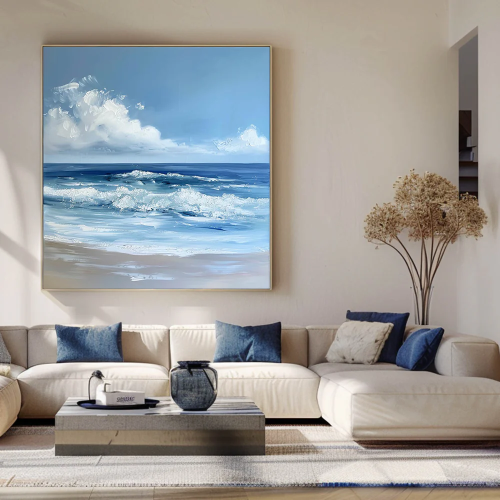 Blue Textured Minimalist Wall Art #BL005