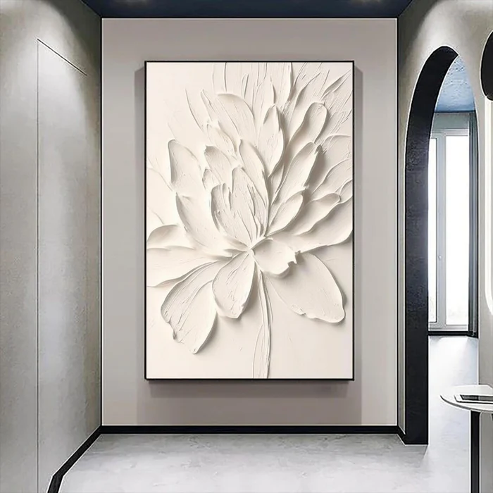 White Textured Minimalist Wall Art #WT088