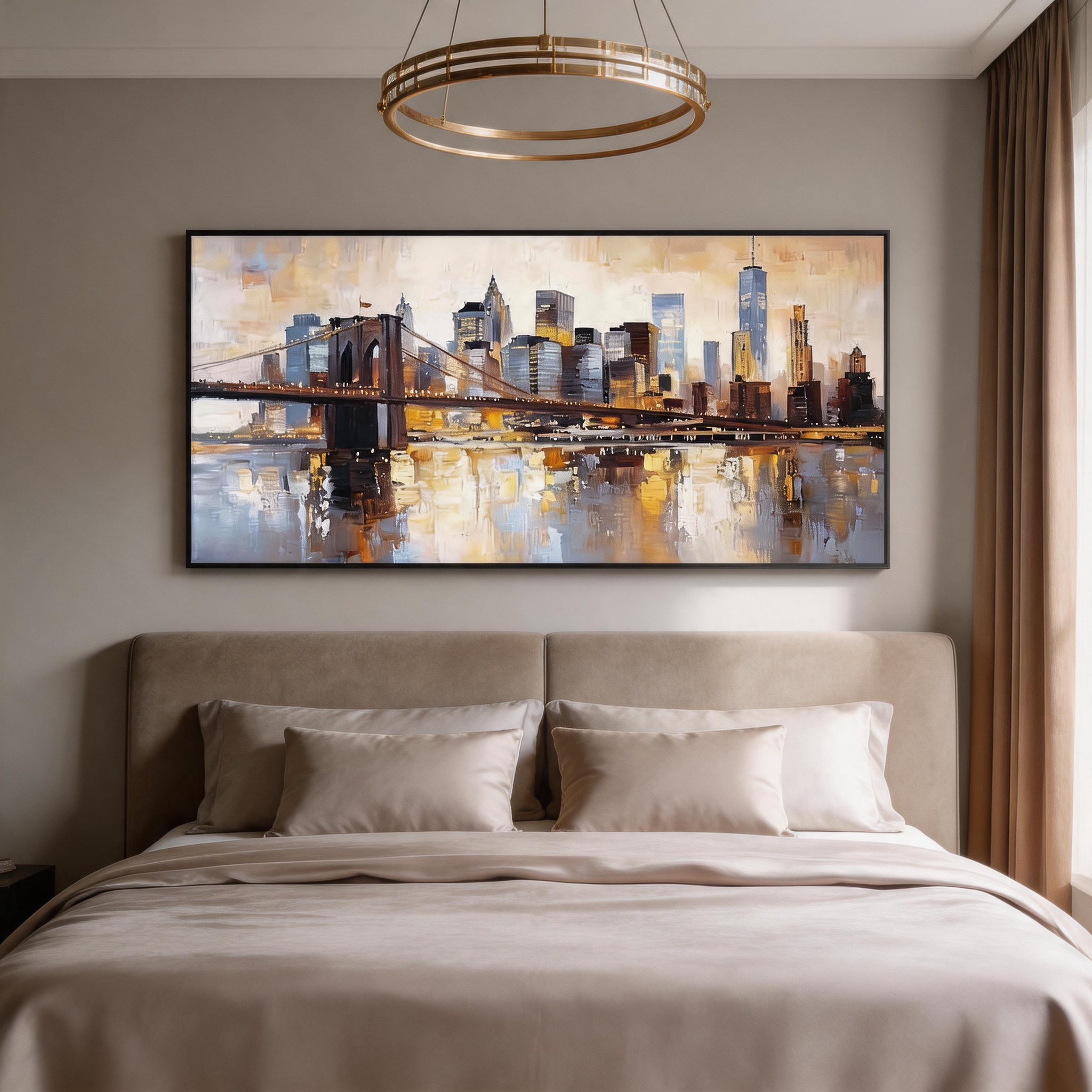 Abstract Cityscape Wall Art for Modern Luxury Living Room Decor #ML001