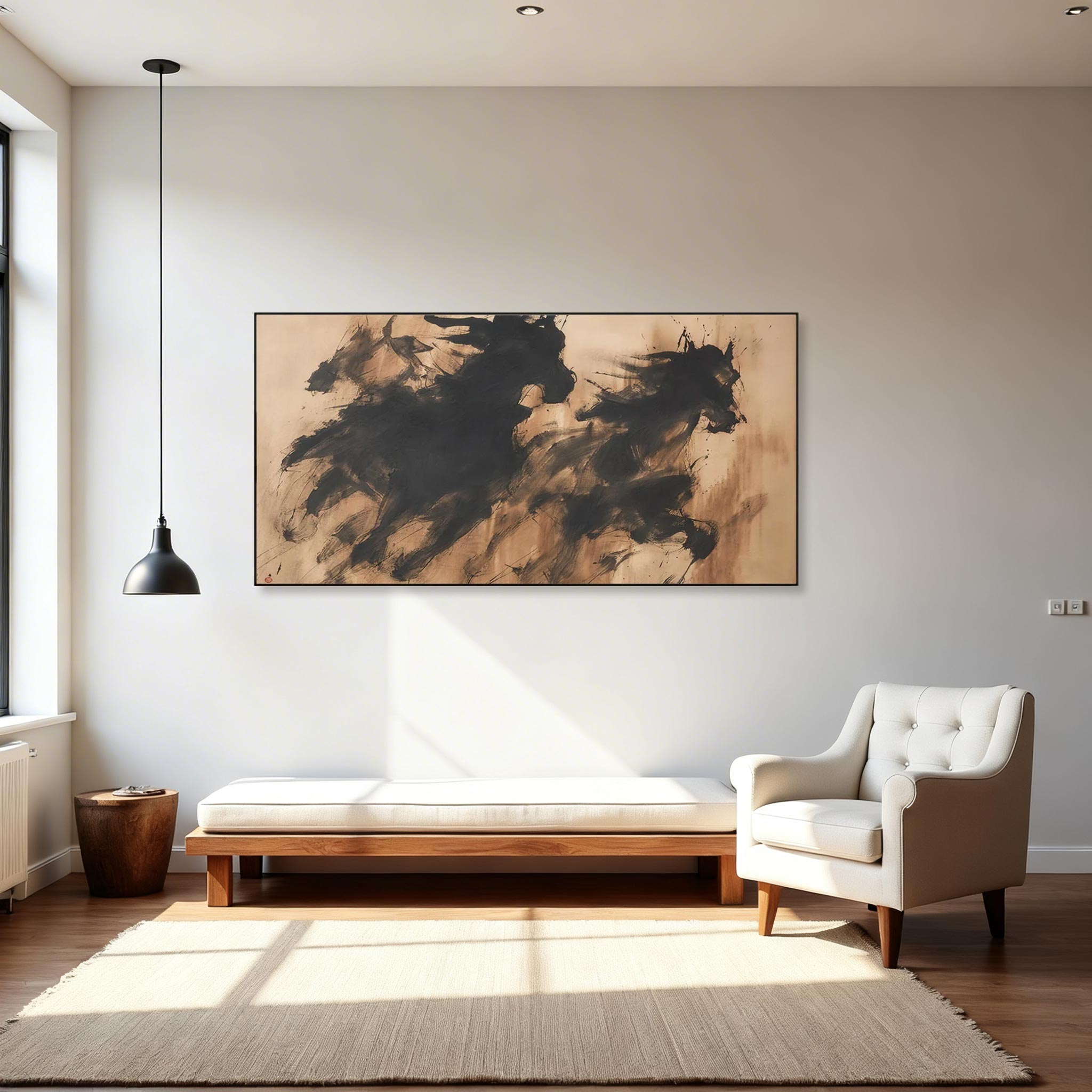 Abstract Running Horses Canvas Wall Art #HA011