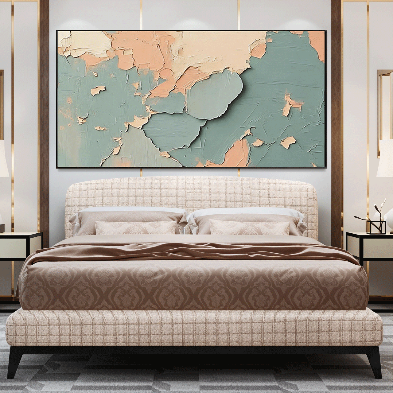 Modern Abstract Wall Art Beige Color Scheme #AB011