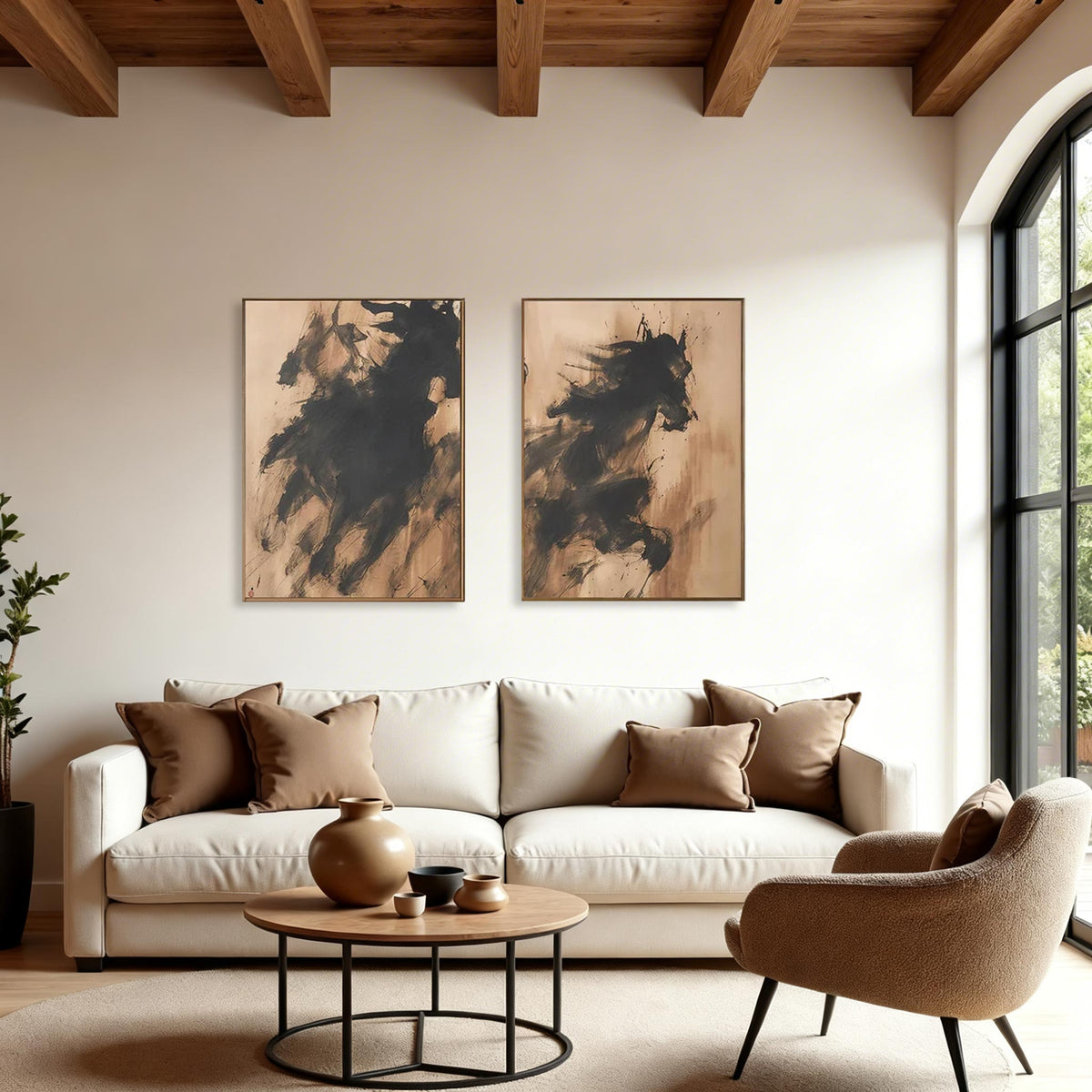 Abstract Horse Canvas Wall Art Set of 2 #HA010