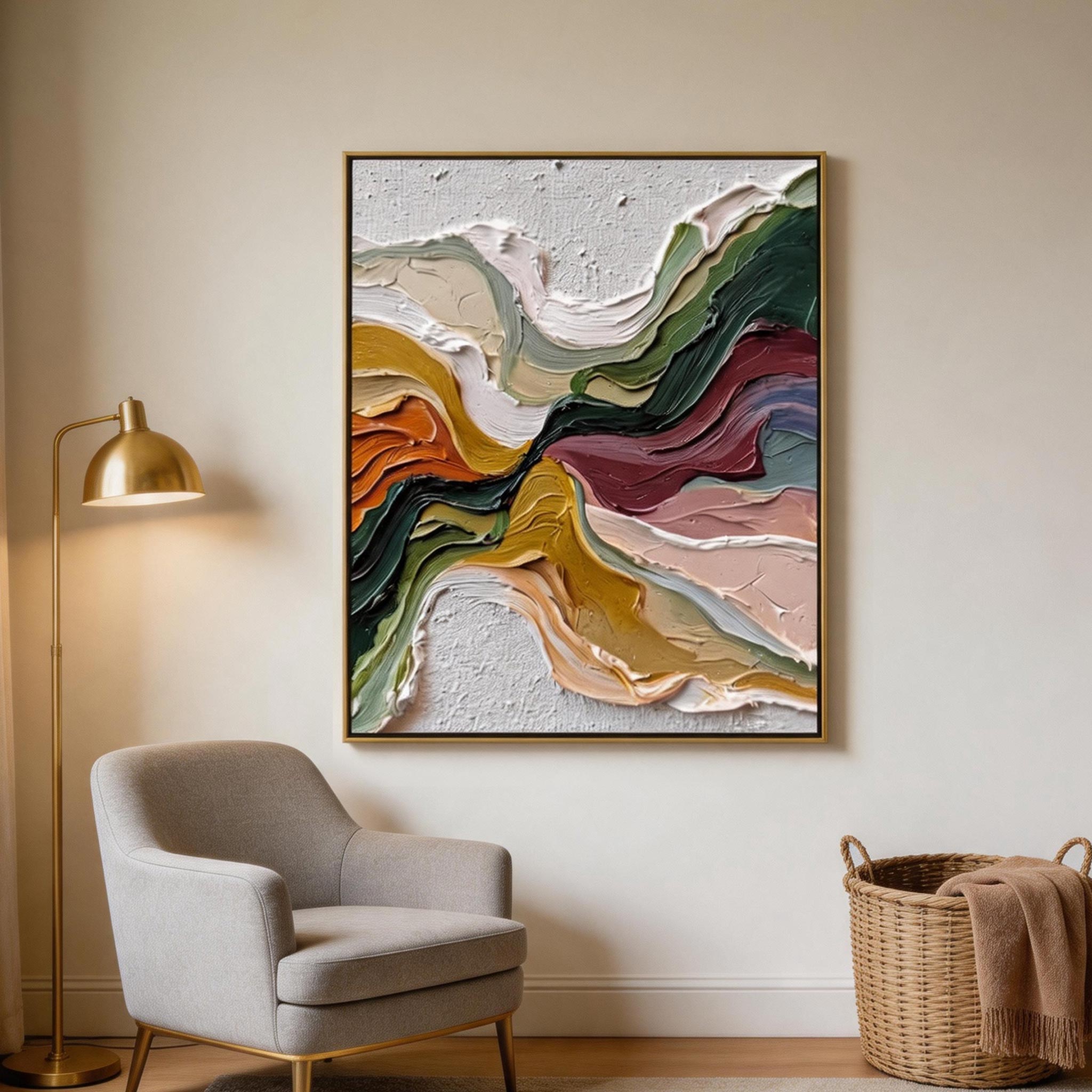 Colour Spiral — Abstract Wave Impasto Canvas Wall Art, Multi-Tone #CP057