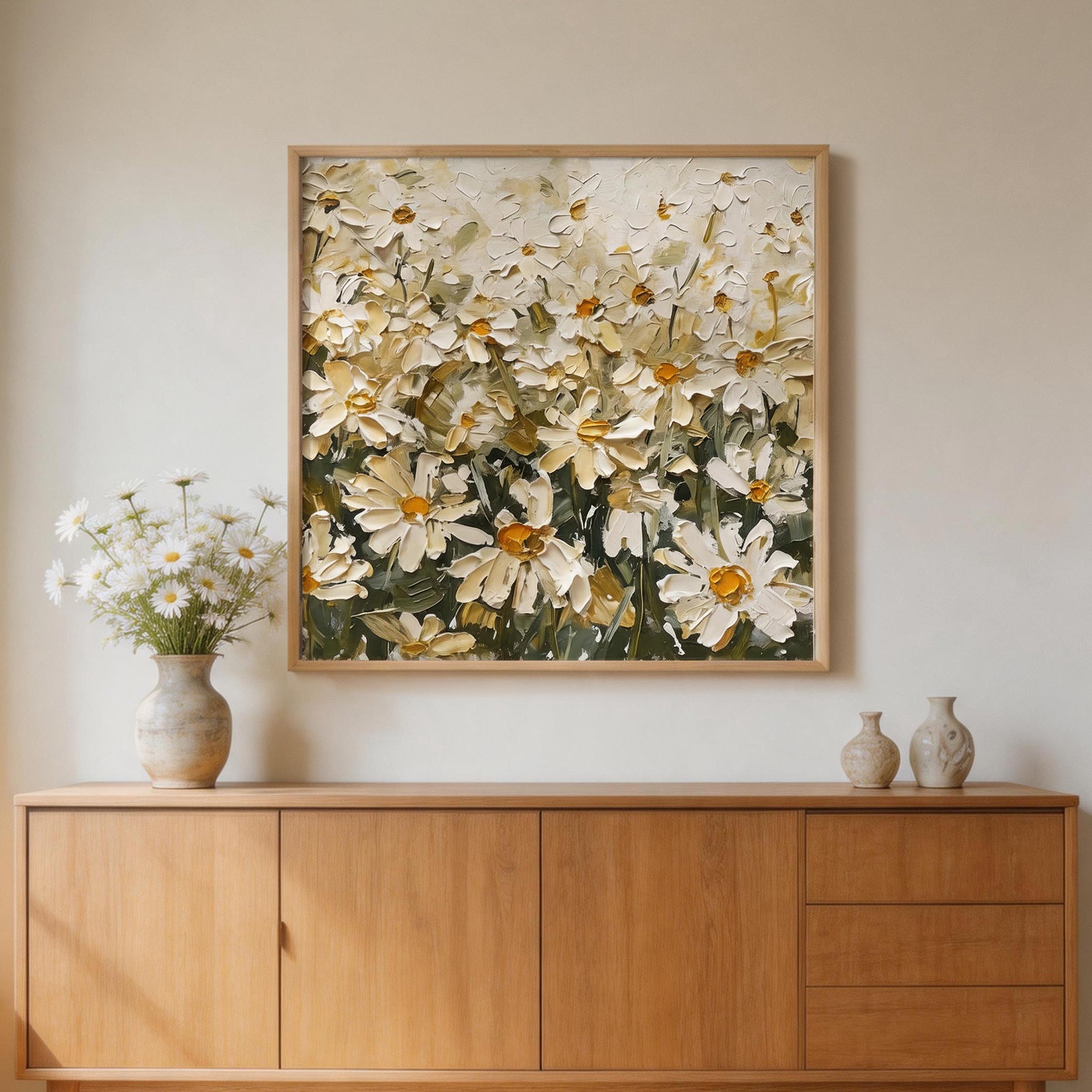 Textured Daisy Meadow Wall Art #FL020