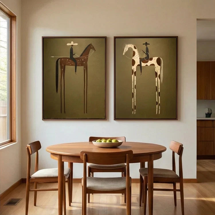 Modern Horse Rider Wall Art Desert Companions Set of 2 #HA024