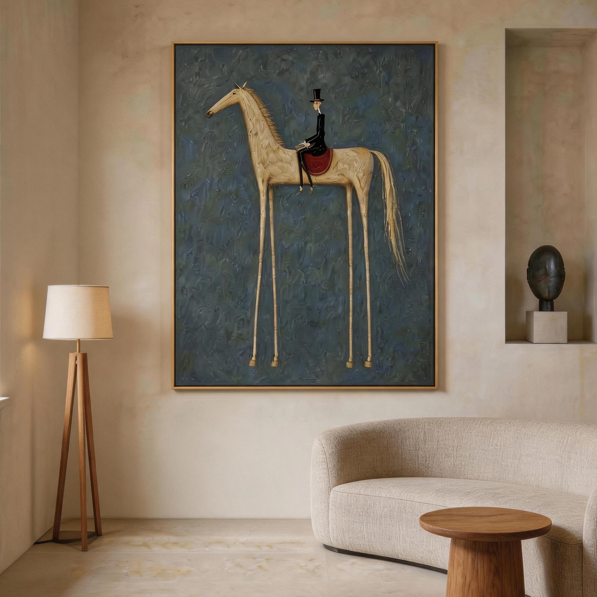 The Gentleman Rider — Pale Horse & Top Hat Canvas Wall Art#HA039
