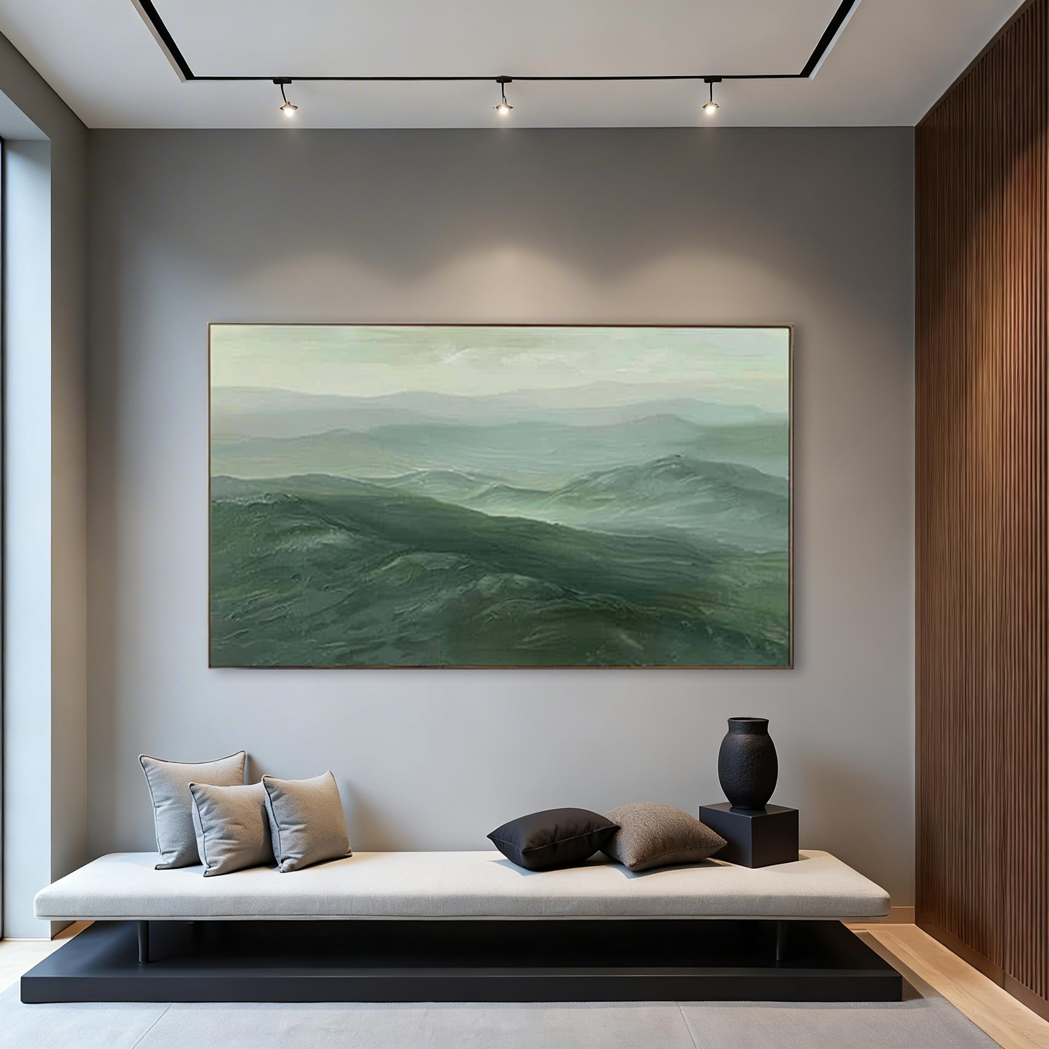 Misty Green Mountain Wall Art #MA008