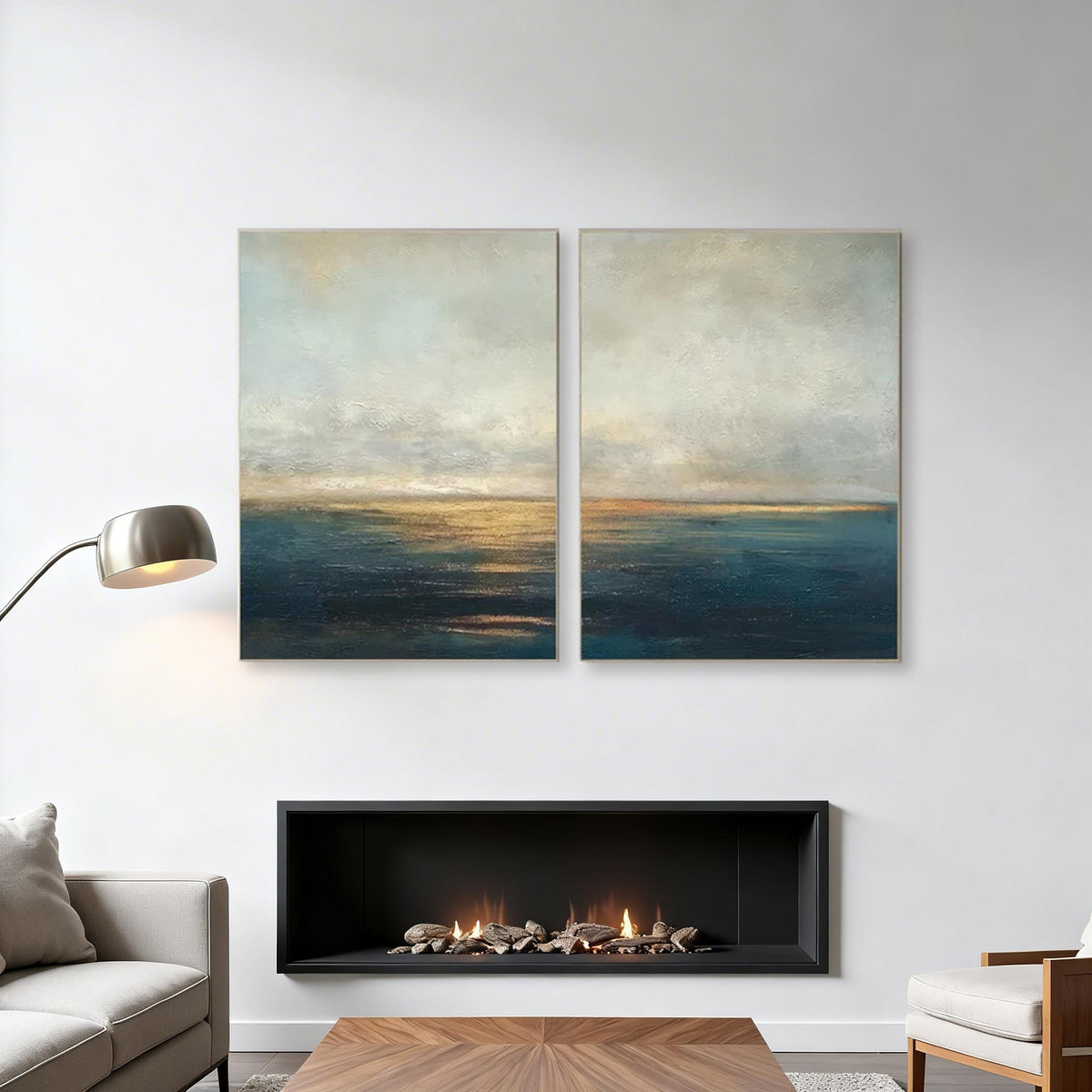 Abstract Ocean Canvas Wall Art Set of 2 #CP004