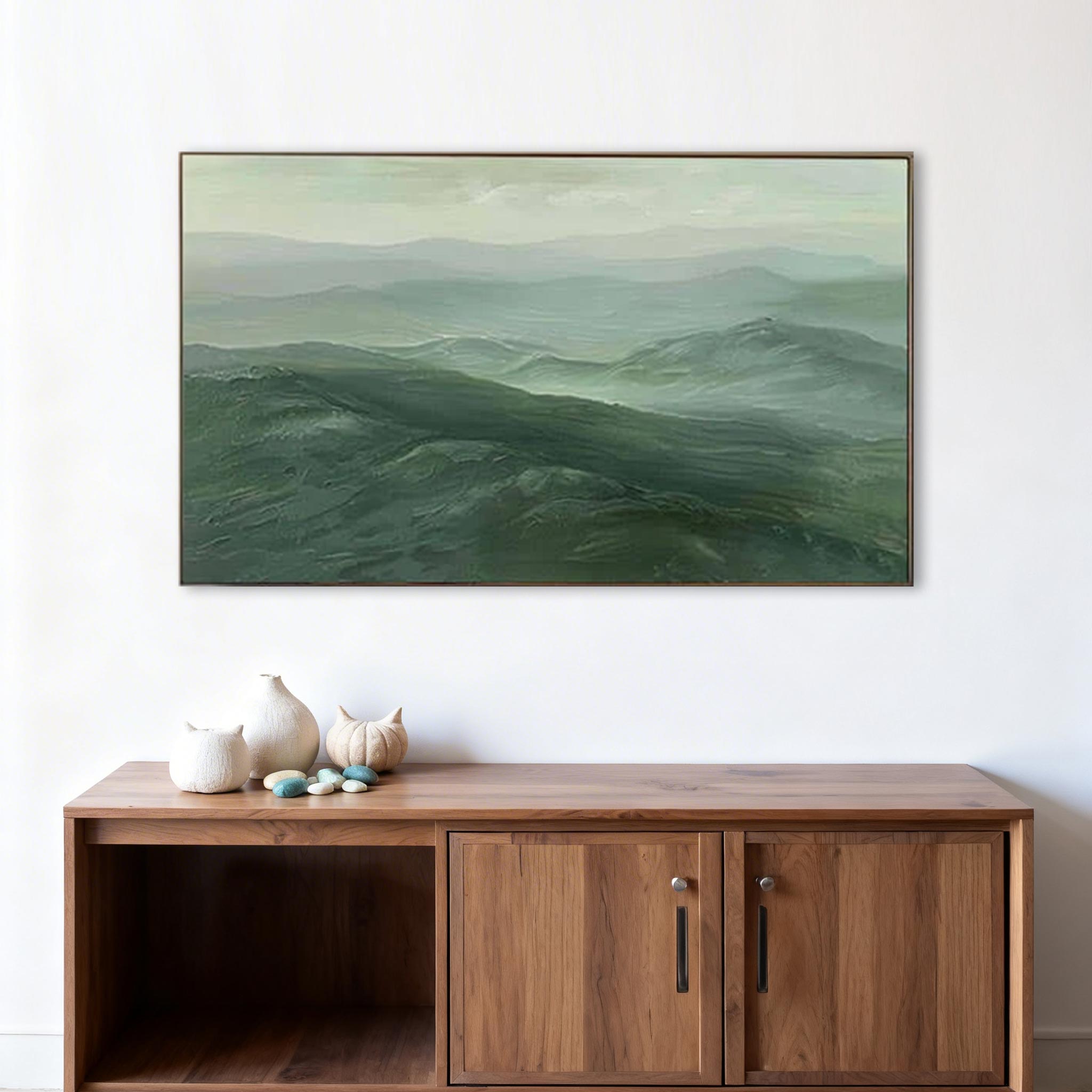 Misty Green Mountain Wall Art #MA008